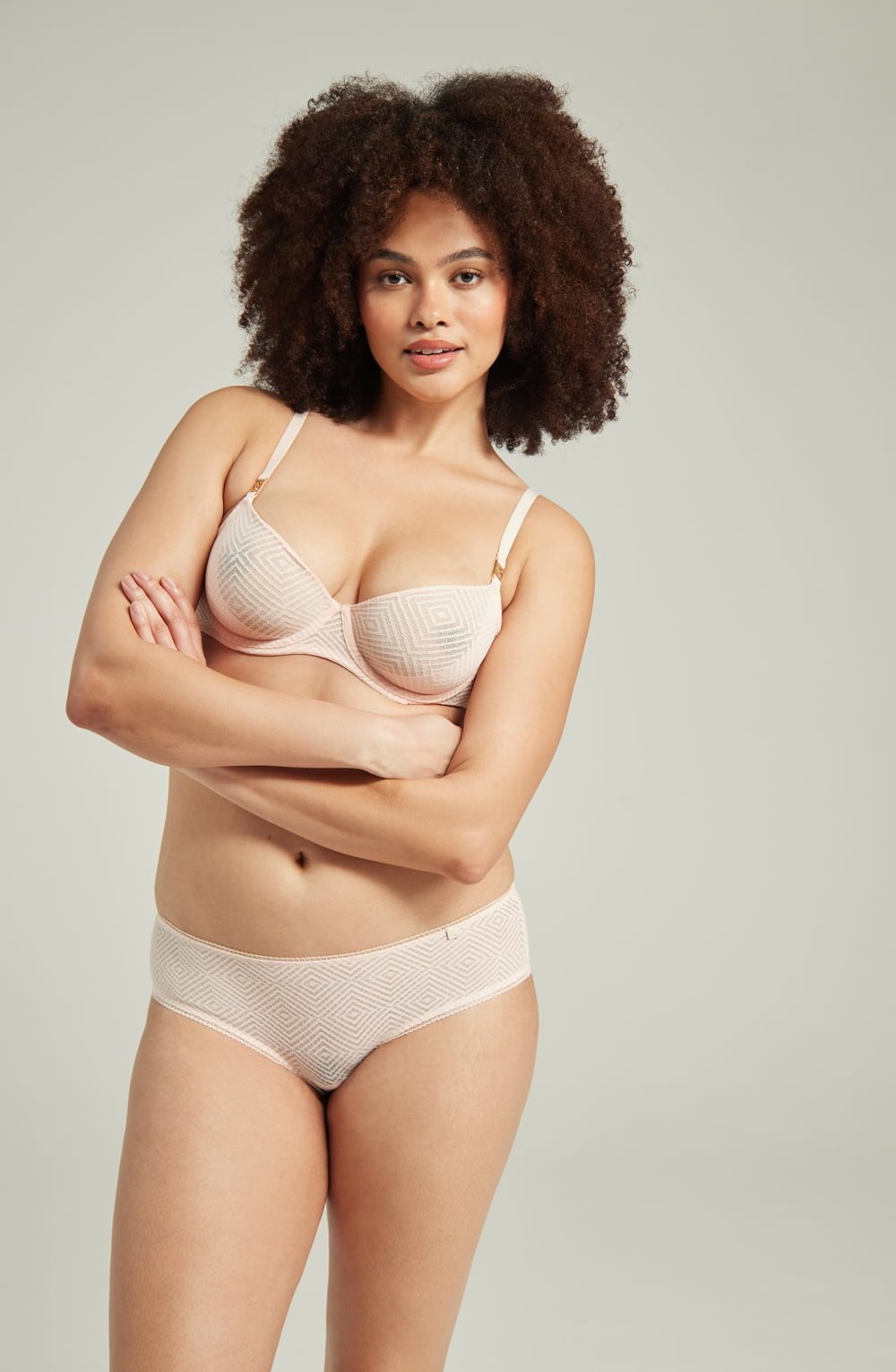 The Sheer Deco Hipster Brief Blush Pink Plus Sizes Briefs and Thongs