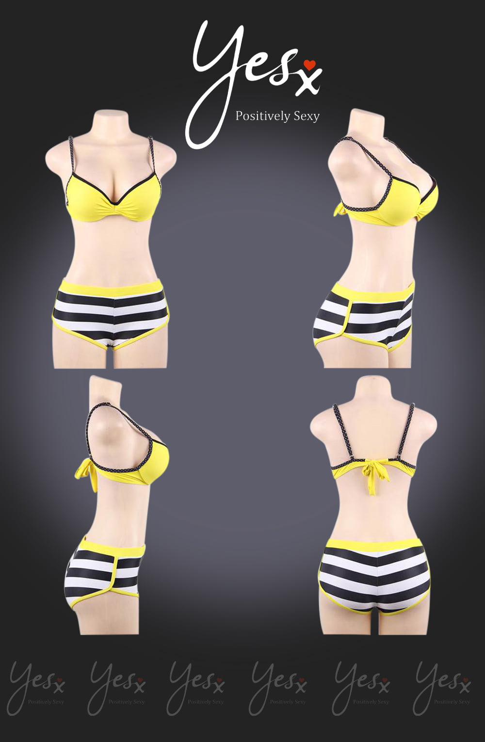 YX Bikini Piece Set Yellow Everyday Swimwear