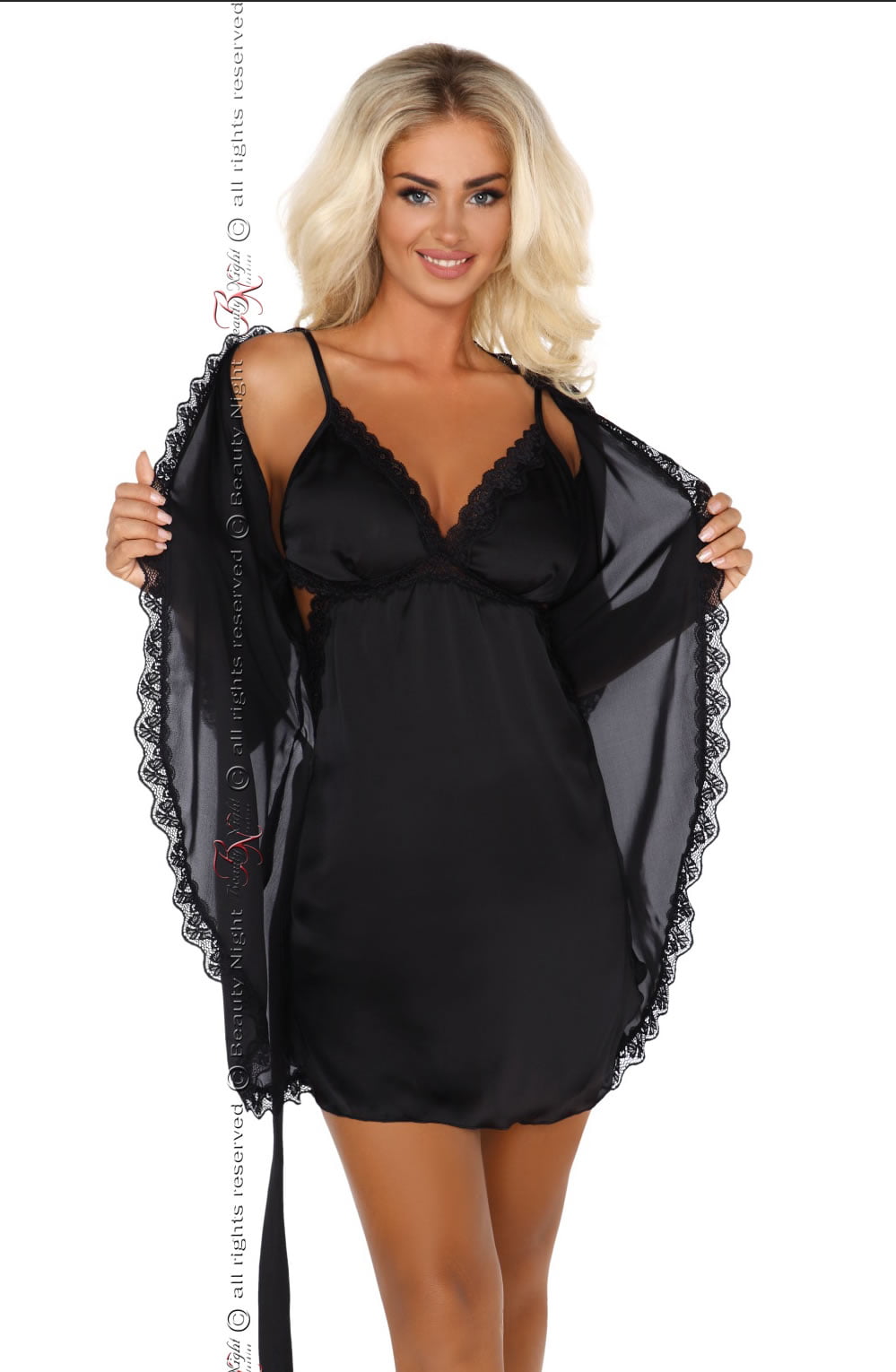 BN Shannon Dressing Gown Black Bedroom Wear Nightwear