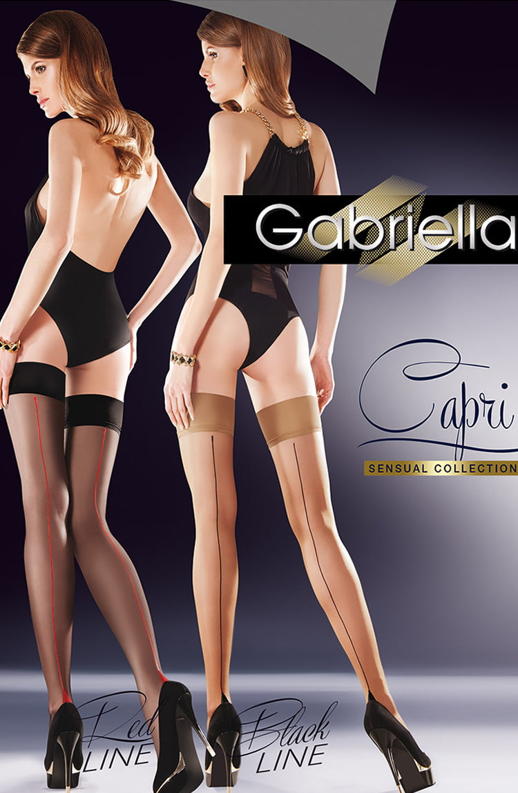 Sensual Black Hold Ups with Red Line Bedroom Wear Hosiery