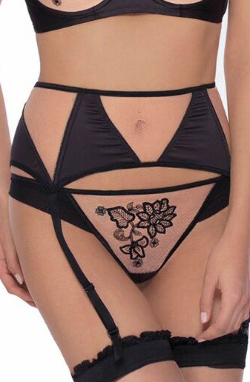 Mehendi Suspender Belt Black Everyday Lingerie Sets