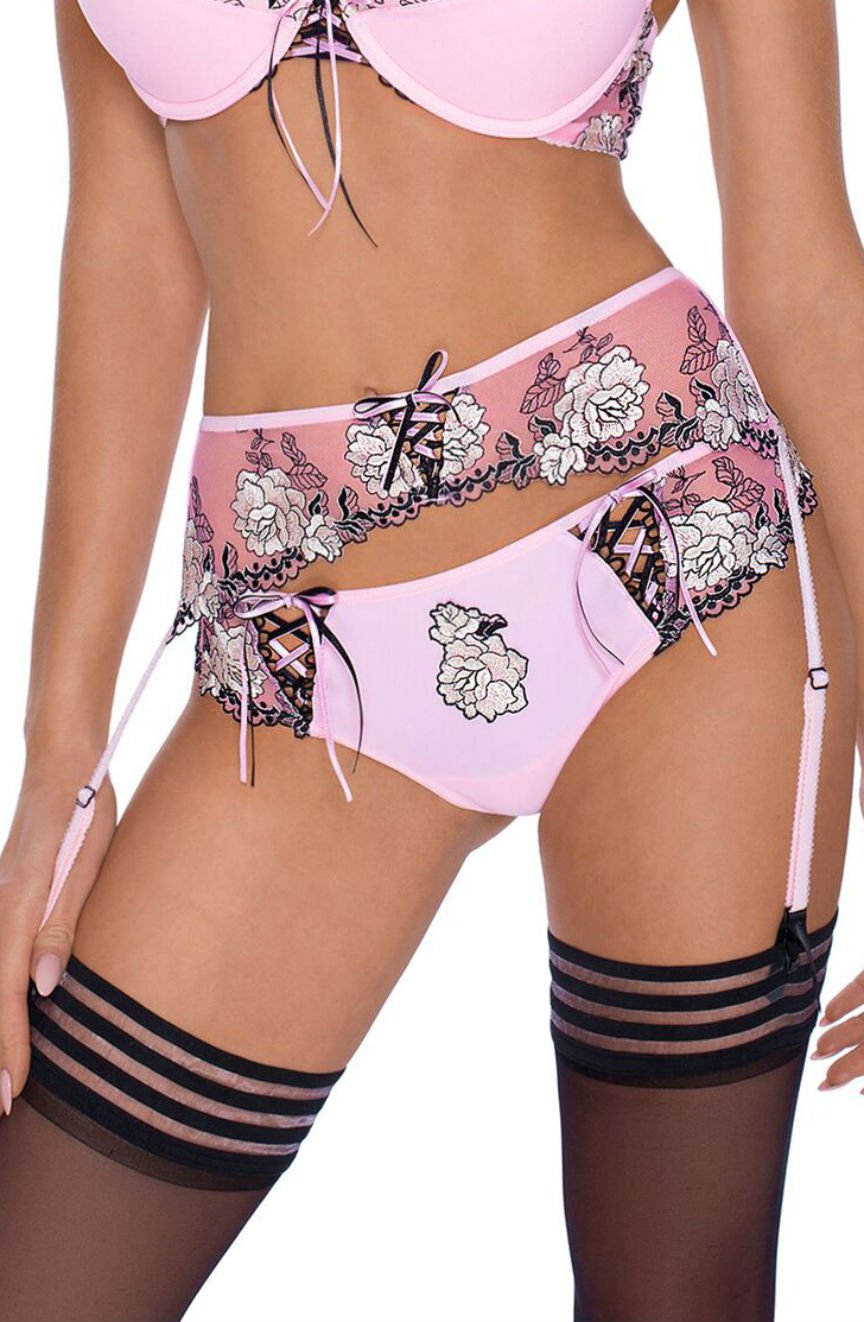 Natali Pink Susp Belt Everyday Lingerie Sets