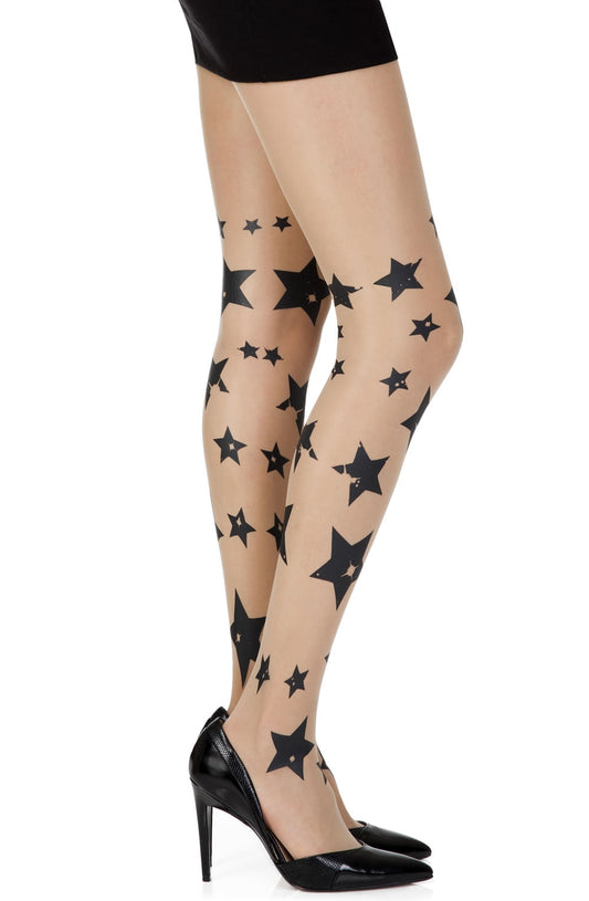 Shooting Stars Skin Sheer Print Tights Hosiery Hosiery