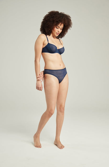 The Sheer Deco Lift Balcony Bra Navy Up to GG Cup Everyday Lingerie Sets