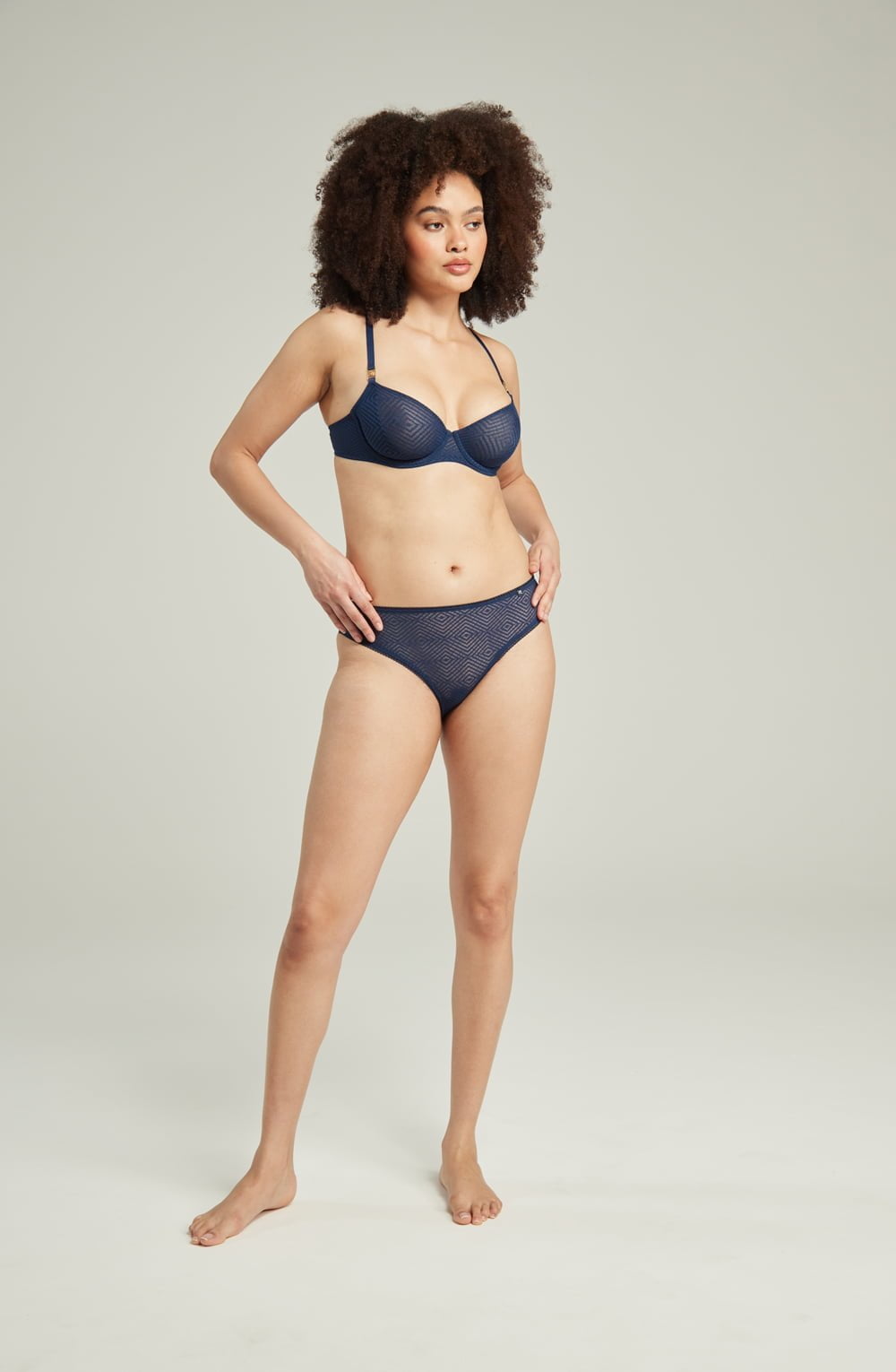 The Sheer Deco Lift Balcony Bra Navy Up to GG Cup Everyday Lingerie Sets