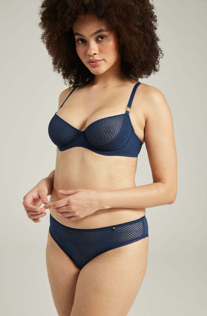 The Sheer Deco Lift Balcony Bra Navy Up to GG Cup Everyday Lingerie Sets