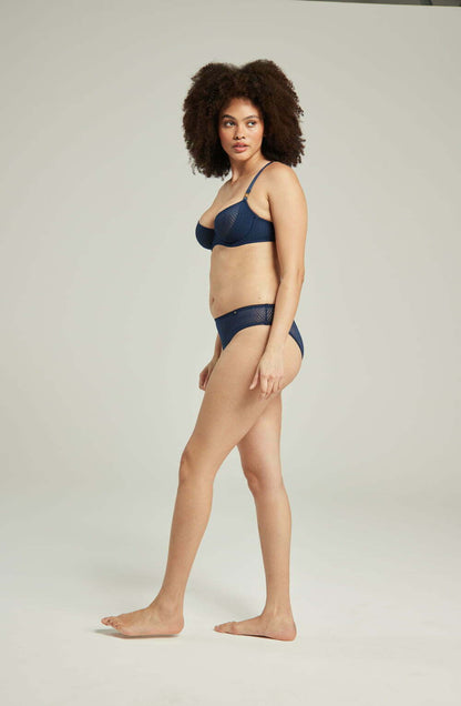 The Sheer Deco High Leg Brief Navy Plus Sizes Briefs and Thongs