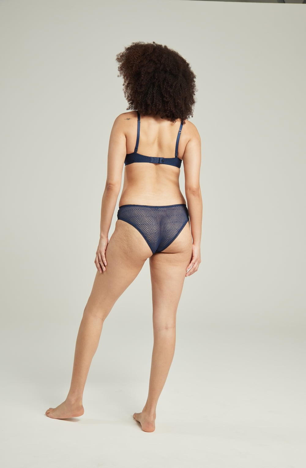 The Sheer Deco High Leg Brief Navy Plus Sizes Briefs and Thongs