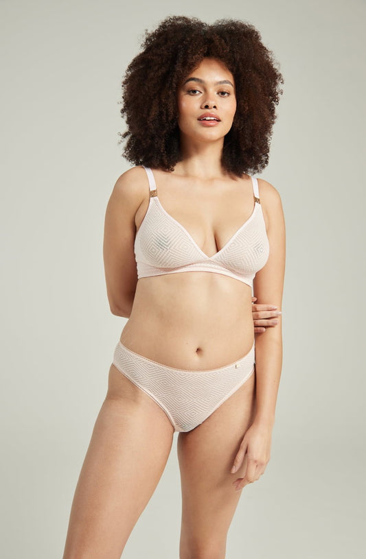 The Sheer Deco High Leg Brief Blush Pink Plus Sizes Briefs and Thongs