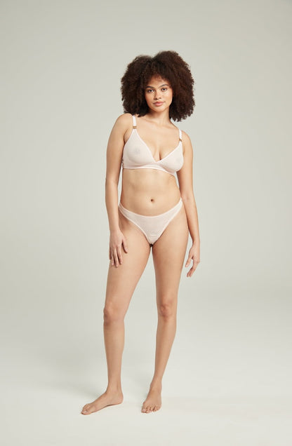 The Sheer Deco Barely There Thong Blush Pink Everyday Briefs and Thongs