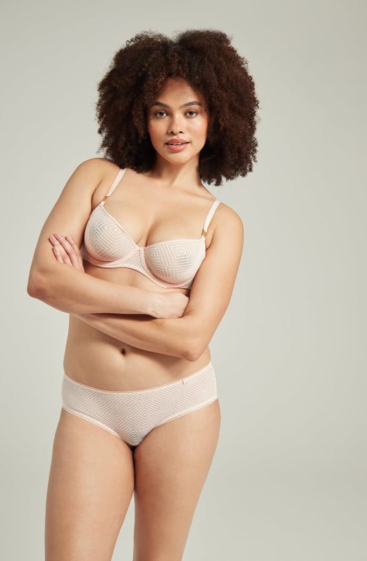The Sheer Deco Hipster Brief Blush Pink Plus Sizes Briefs and Thongs