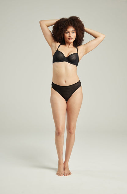 The Sheer Deco High Leg Brief Black Everyday Briefs and Thongs