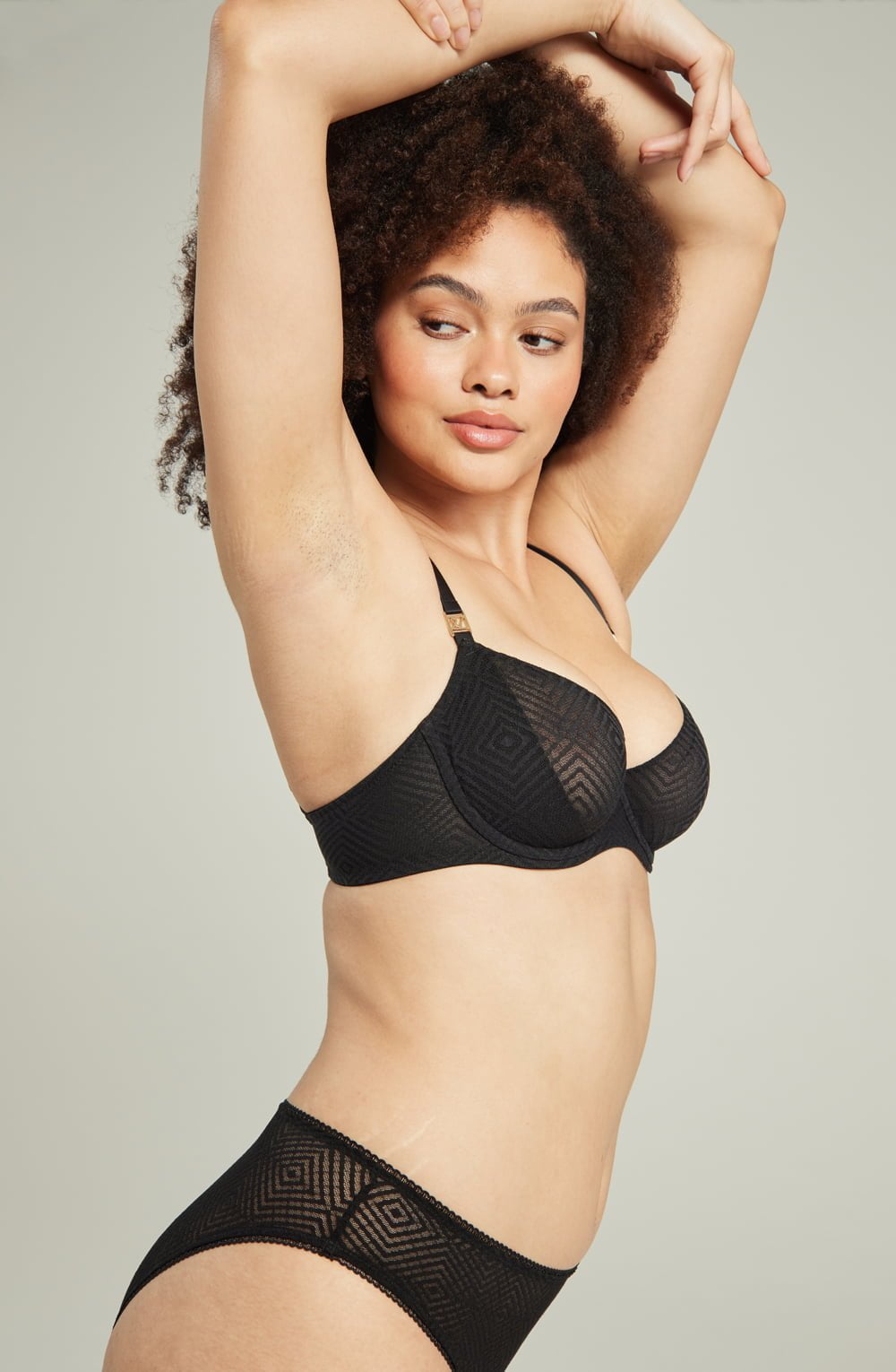 The Sheer Deco Lift Balcony Bra Black Up to GG Cup Everyday Lingerie Sets