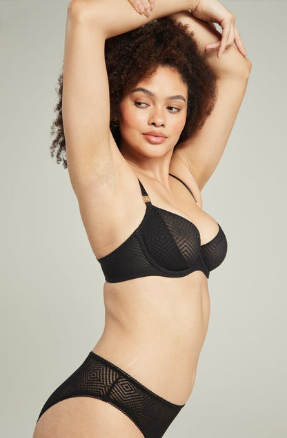 The Sheer Deco Lift Balcony Bra Black Up to GG Cup Everyday Lingerie Sets