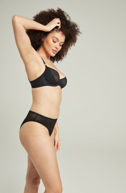 The Sheer Deco Lift Balcony Bra Black Up to GG Cup Everyday Lingerie Sets