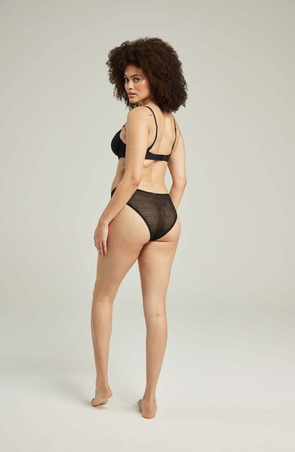 The Sheer Deco High Leg Brief Black Everyday Briefs and Thongs