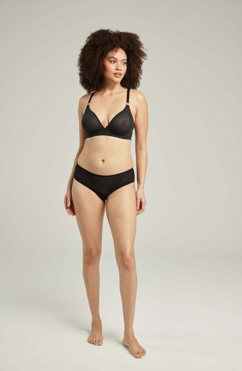 The Sheer Deco Hipster Brief Black Plus Sizes Briefs and Thongs