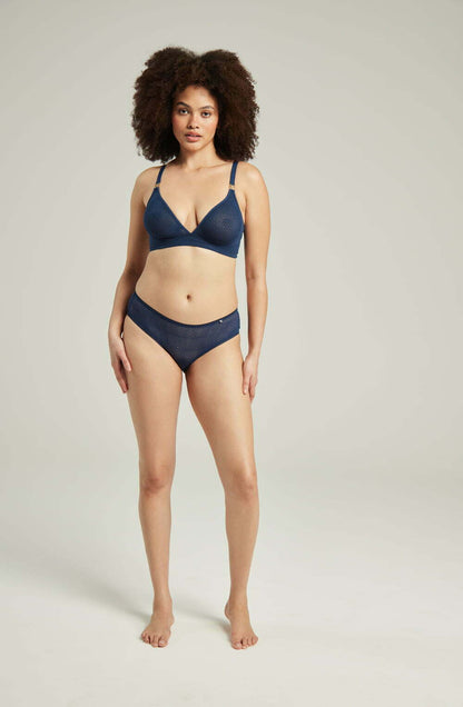 The Sheer Deco Hipster Brief Navy Plus Sizes Briefs and Thongs
