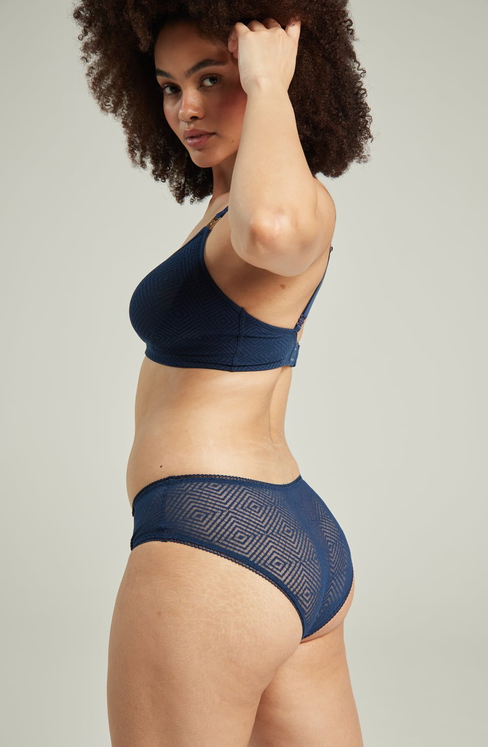 The Sheer Deco Hipster Brief Navy Plus Sizes Briefs and Thongs
