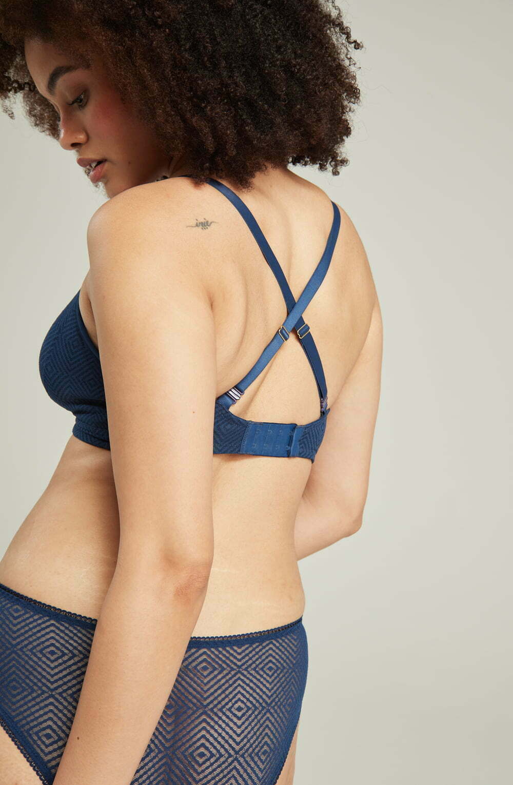 The Sheer Deco Easy Does It Bralette Navy Up to G Cup Everyday Bras