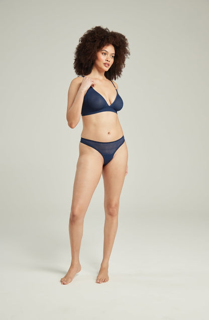 The Sheer Deco Barely There Thong Navy Everyday Briefs and Thongs