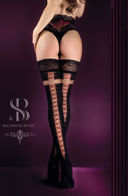 Black/Skin Hold Ups Bedroom Wear Hold Ups