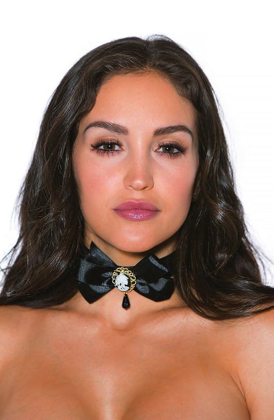 Choker Ribbon Bow Cameo Black Bedroom Wear Accessories