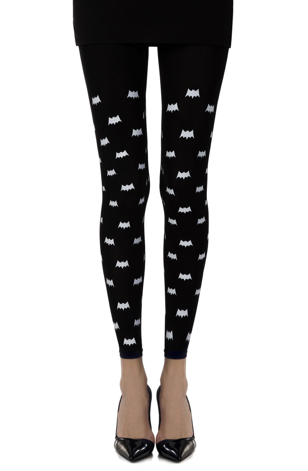 Super Hero Black Print Footless Tights Hosiery Hosiery