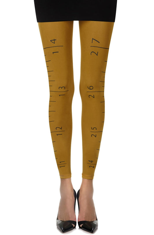 Tape Measure Mustard Footless Tights Hosiery Hosiery