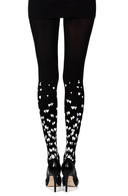 Queen Of Hearts Black Print Tights Hosiery Hosiery