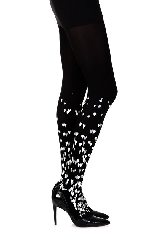 Queen Of Hearts Black Print Tights Hosiery Hosiery