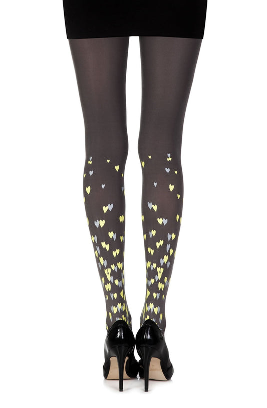 Queen Of Hearts Grey Print Tights Hosiery Hosiery