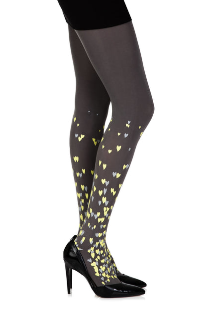 Queen Of Hearts Grey Print Tights Hosiery Hosiery