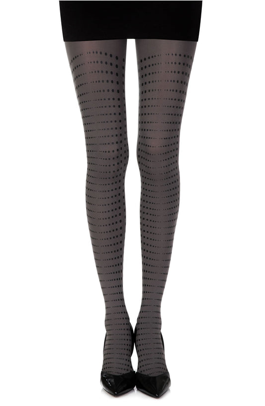 Matching Point Grey Print Tights Hosiery Hosiery
