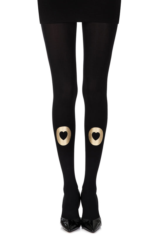Into My Heart Black Print Tights Hosiery Hosiery
