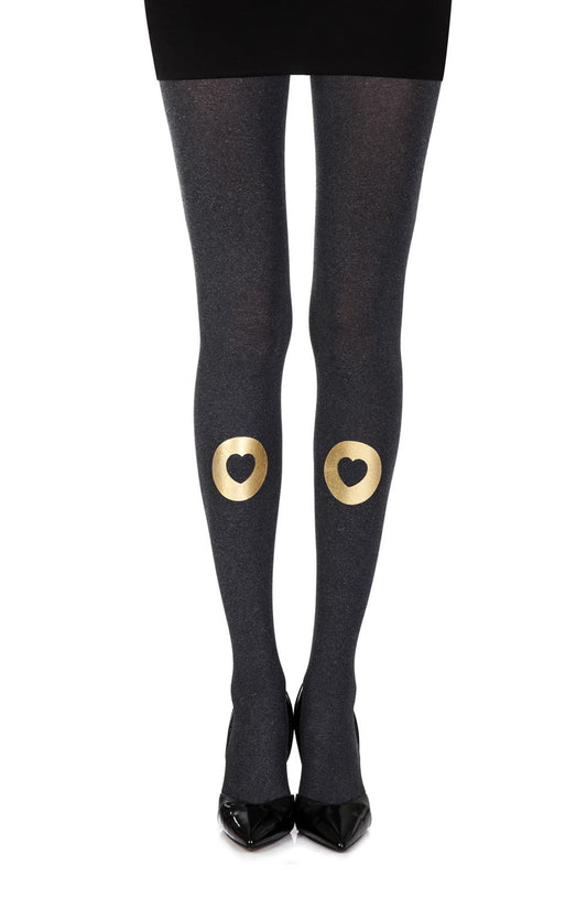 Into My Heart Grey Print Tights Hosiery Hosiery