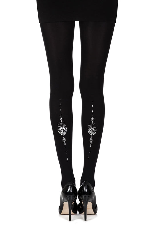 Jewel In The Night Black Print Tights Hosiery Hosiery