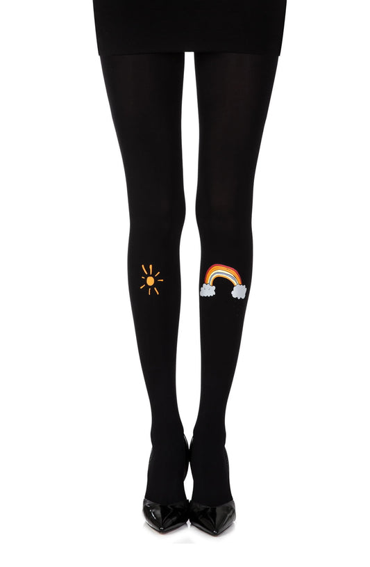 Over The Rainbow Black Print Tights Hosiery Hosiery