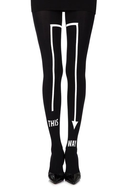 This Way Black Print Tights Hosiery Hosiery