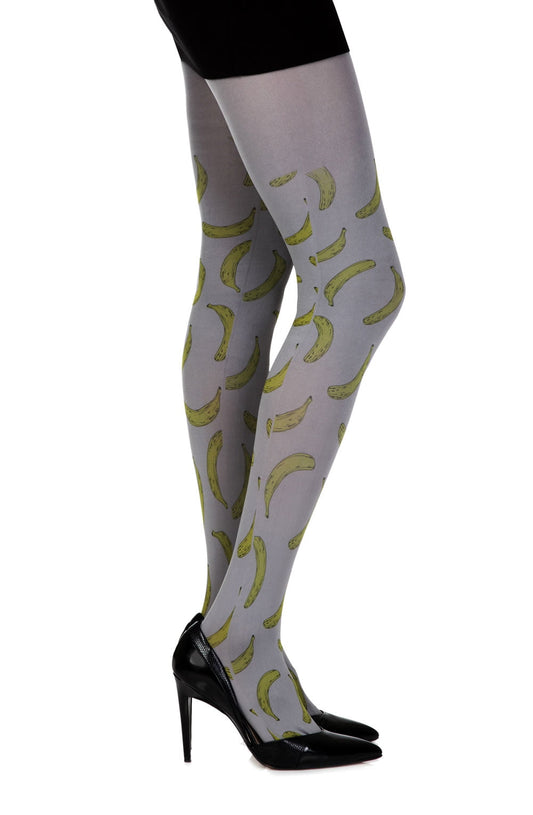 Going Bananas Grey Print Tights Hosiery Hosiery