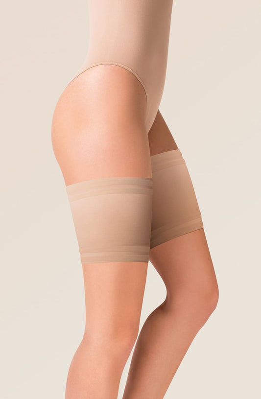 Satin Thigh Band Beige Plus Sizes Hosiery