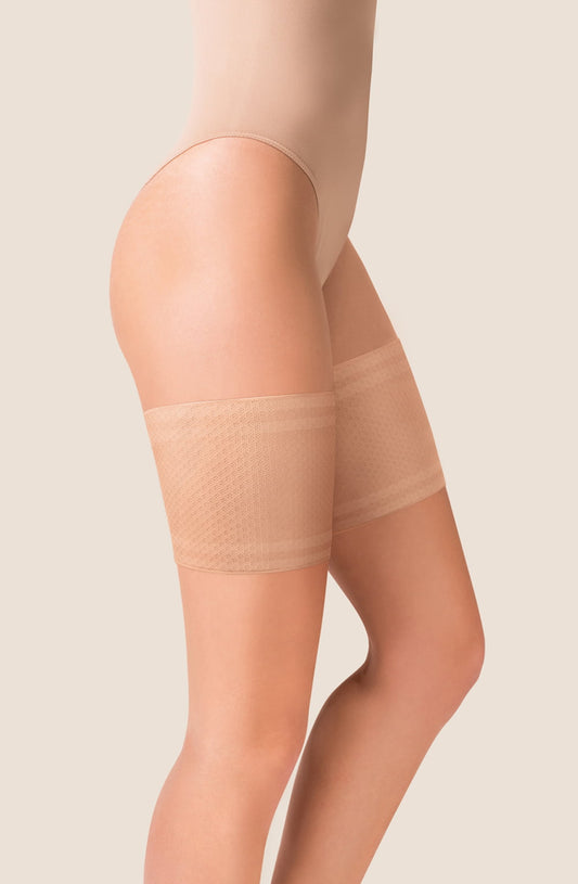 Mesh Thigh Band Beige Plus Sizes Hosiery