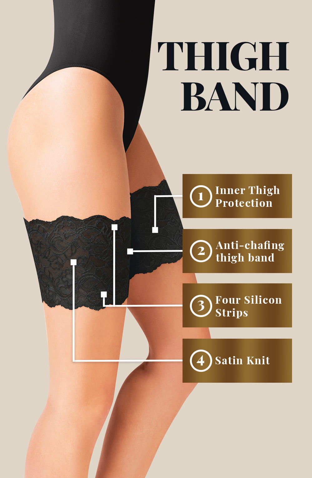 Lace Thigh Band Black Plus Sizes Hosiery