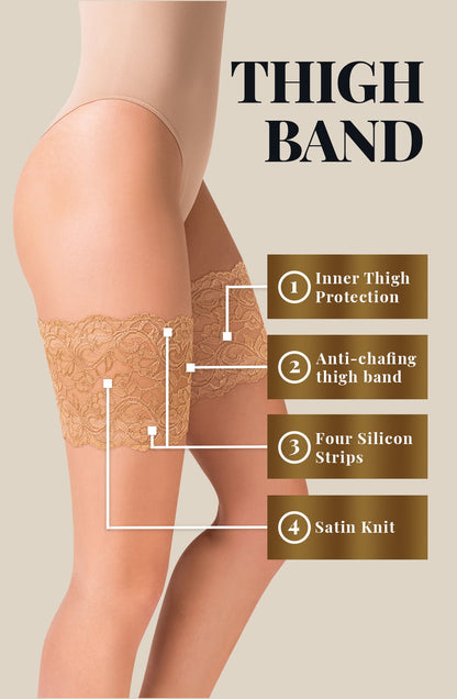 Lace Thigh Band Beige Plus Sizes Hosiery