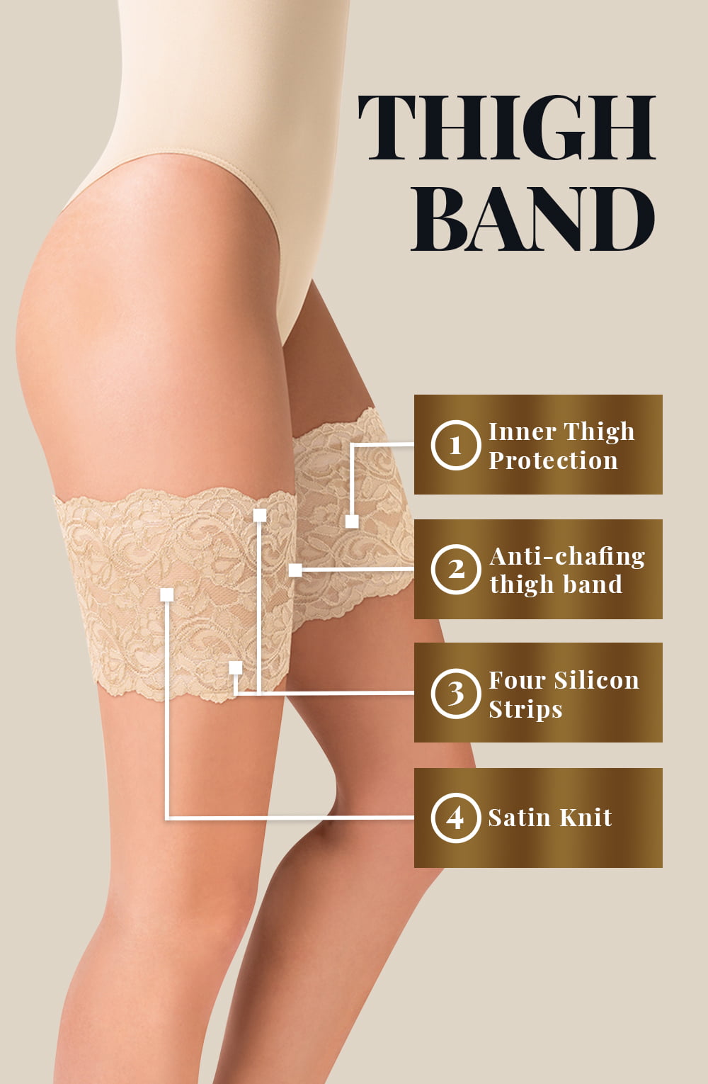 Lace Thigh Band Ivory Plus Sizes Hosiery