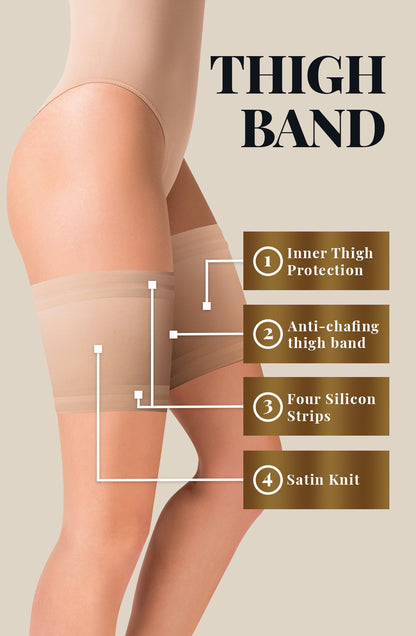 Satin Thigh Band Beige Plus Sizes Hosiery