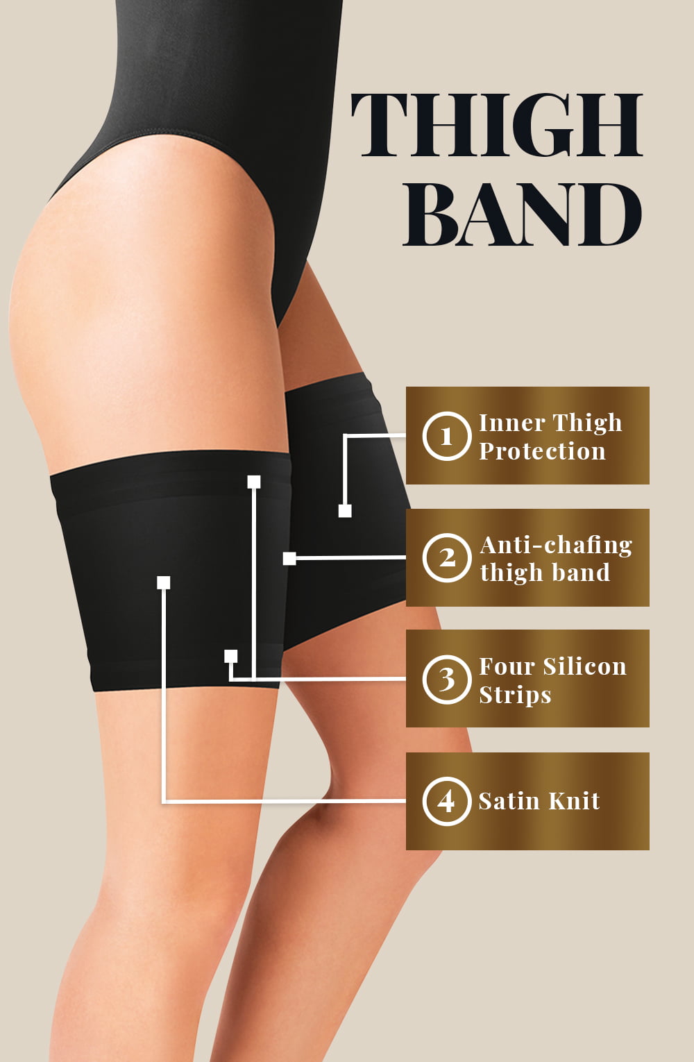 Satin Thigh Band Black Plus Sizes Hosiery