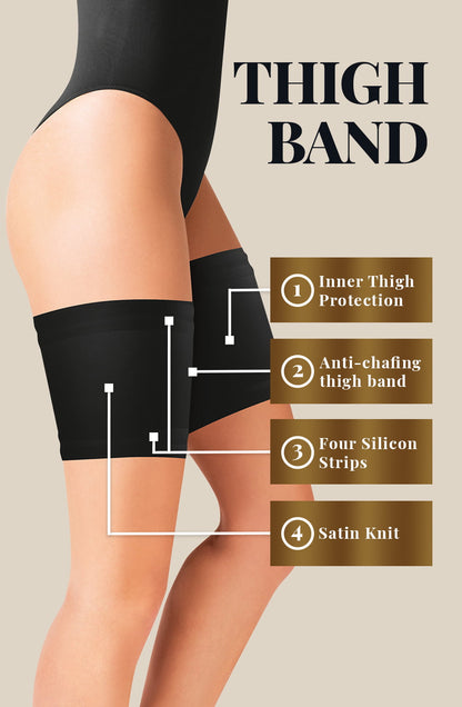Satin Thigh Band Black Plus Sizes Hosiery
