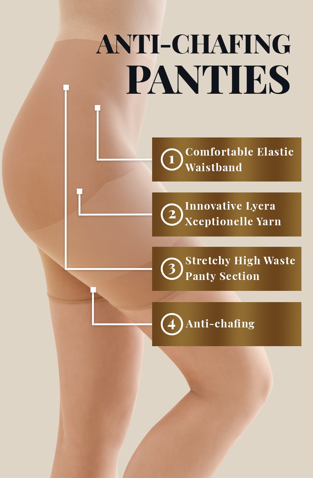 Xenia Thigh Band Panties Beige Shapewear Hosiery