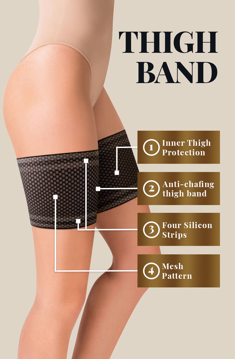 Mesh Thigh Band Black Plus Sizes Hosiery